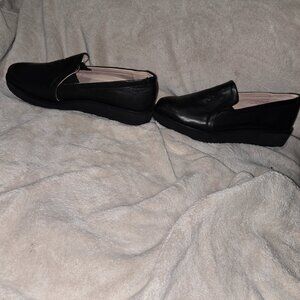 New Taryn Rose Rafella Black Leather Wedge Loafers SZ 6B